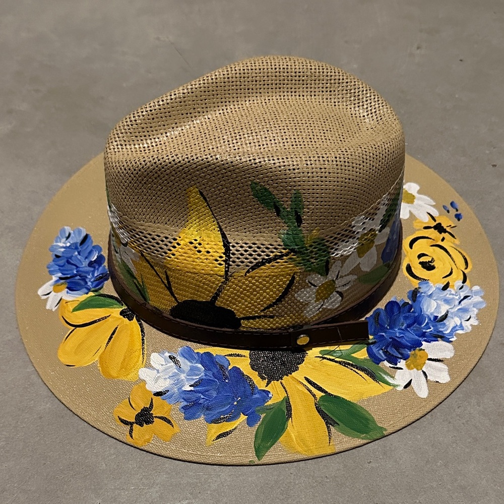 Floral Painted Straw Hat
